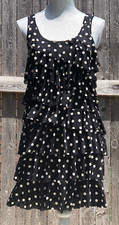INC International Concepts Tank Dress Black with White Dots and Ruffles~S