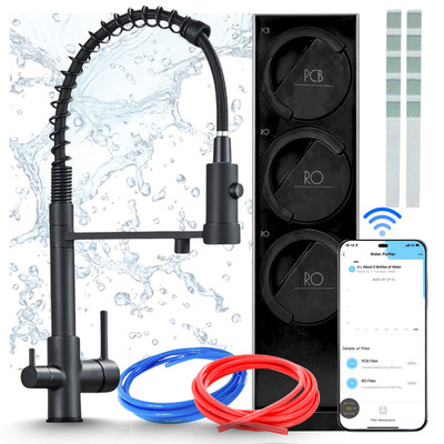 3-Wege Küchenarmatur Spring 800GPD Osmosefilter WLAN Ausziehbar Brause 360