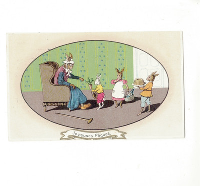 Postcard  Fantasy Humanised  Hare ''s visits sick Wolf   Greetz TB 3482