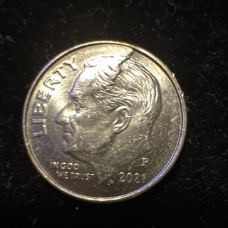 2021 P Roosevelt Dime Die Crack Error Coin a true spike head
