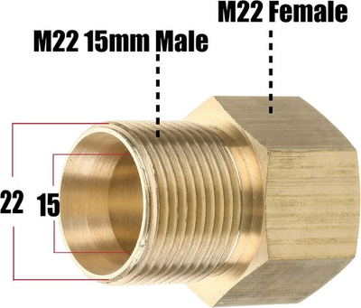 #ad Pressure Washer Coupler Metric M22 15Mm Male Thread to M22 14Mm Female Fitting $16.73