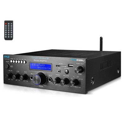 Pyle Compact Bluetooth Stereo Amplifier w/ FM Radio, Digital LCD Display, 200 W