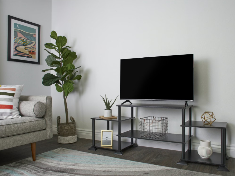 40 Inch No Tools Assembly Black Oak Entertainment Center