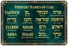 Religious God Names Tin Metal Signs Home Décor Vintage Hebrew Print Aesthetic fo