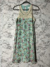 Xhilaration Women Green Floral Tank Dress Sz M EUC