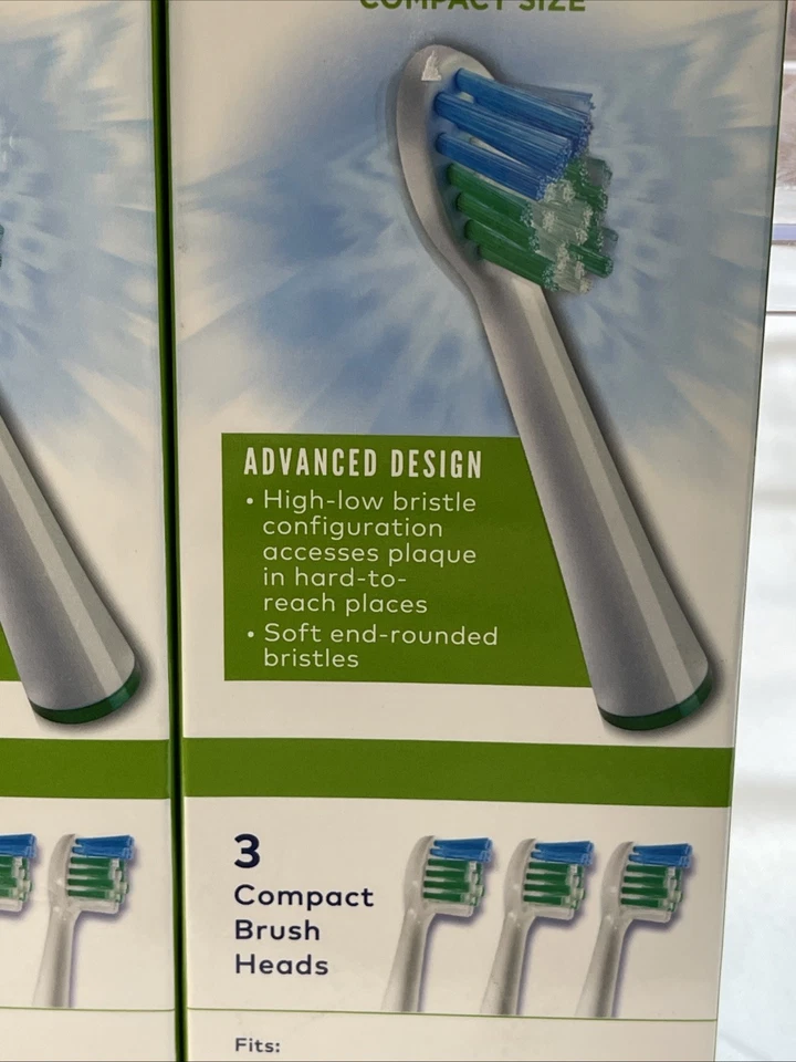 2 Boxes Genuine Waterpik Standard Size Sensonic 3 Compact Brush Heads SRSB-3W - Image 3 of 4