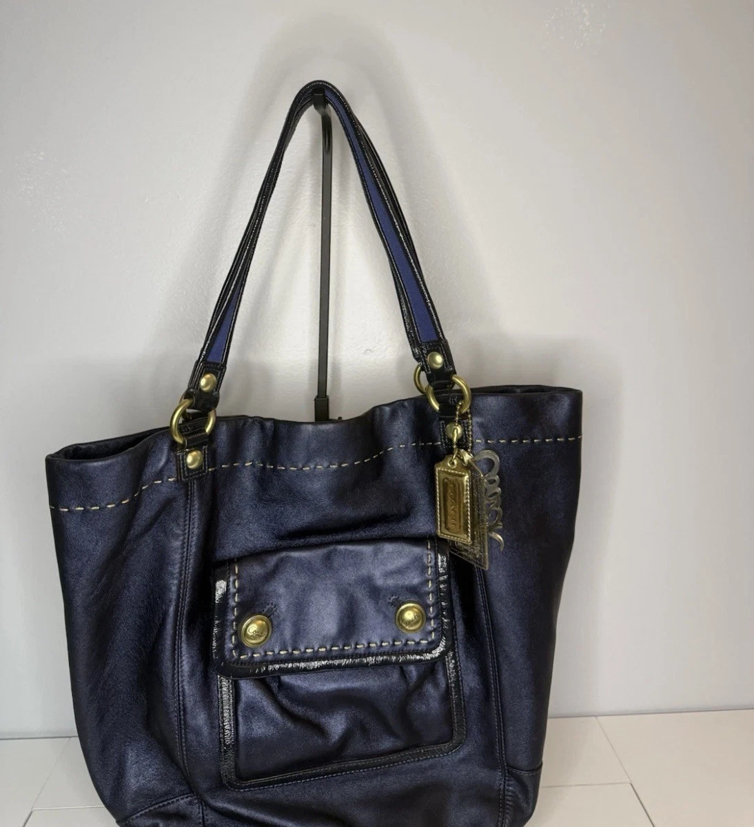 COACH Poppy ショルダーバッグ ネイビー ゴールド Coach Poppy Tote Blue Bags & Handbags for Women for sale | eBay