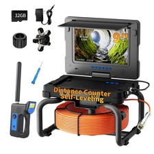 50m Sewer Pipe Inspection Camera w/ 512HZ Locator Self-Leveling Meter Counter 9"