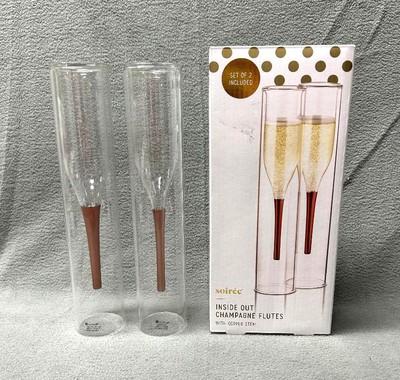 Thumbs Up Brand - Inside Out - Set of 2 Champagne Flutes Clear - UNIQUE!