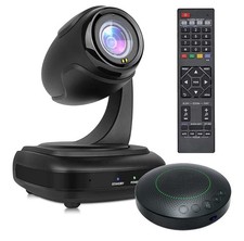 Conference Room Camera System, Wide-Angle 1080P PTZ Webcam w/ Bluetooth Speaker