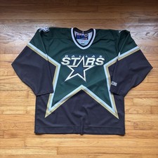 Vintage 1990s Dallas Stars Authentic NHL CCM Stitched Jersey Green Black Mens XL