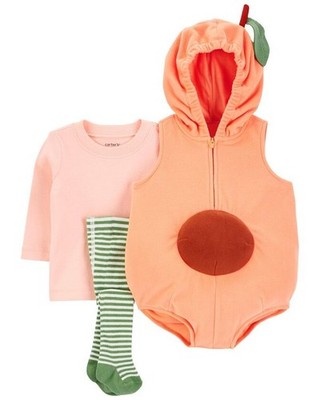 Carters Baby Peach Costume 3 Piece Set, Holiday Outfit, Peach, 6-9M 12M