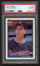 1991 TOPPS STEVE AVERY #227 ATLANTA BRAVES GREAT 2ND YEAR PSA 10 GEM MINT POP 1