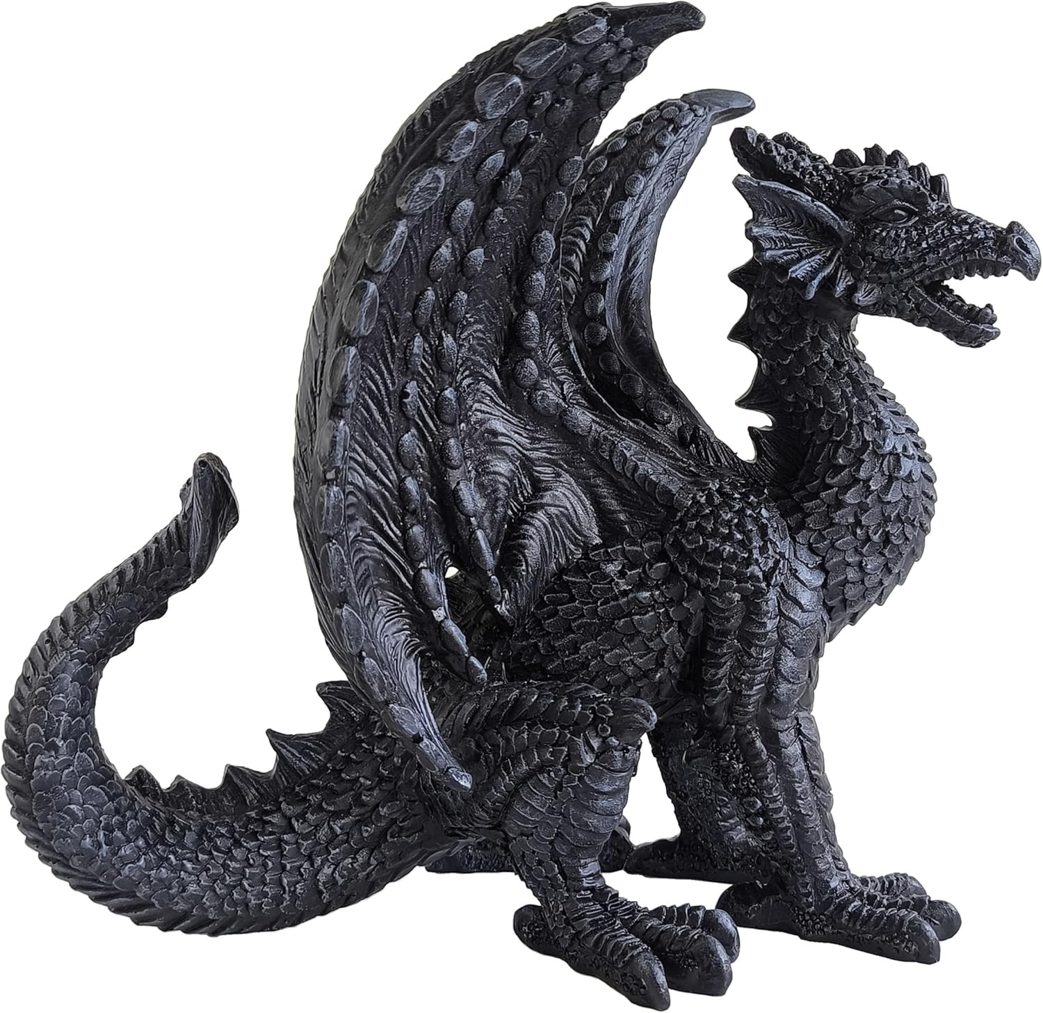 Gothic-Themed Dark Dragon Statue Figurine 8'' Long Majestic Dragon Medieval Myth
