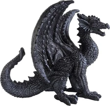 Gothic-Themed Dark Dragon Statue Figurine 8'' Long Majestic Dragon Medieval Myth