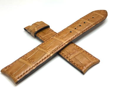 OEM Piaget Alligator Matte Light Tan 18mm Curved Ends Watch Strap No Buckle