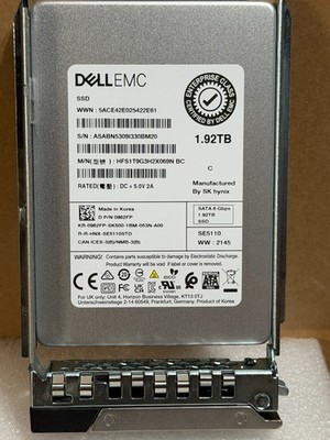 DELL EMC 962FP - HFS1T9G3H2X069N 1.92TB SATA 6G 2.5  SSD w/ DXD9R drive caddy