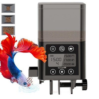 Automatic Fish Feeder for Aquarium, 320ML LCD Display Auto Fishes Food Dispen...