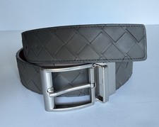 Bottega Veneta Intrecciato Reversible Gray/Red Belt 36/90 611394 Italy NWT 790
