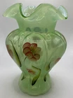 Fenton Opalescent Glass Seafoam Green Ruffle Edge Floral Vase 7-1/4”x5”. 13