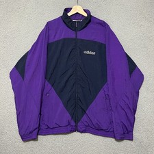 Vintage Adidas Trefoil Windbreaker Jacket Men XL Purple Full Zip Lightweight 90s