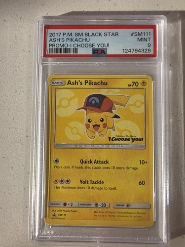 2017 Pokémon SM Black Star Ash's Pikachu Promo I Choose You #SM111 PSA 9