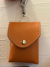 Handmade Genuine Leather Case with Keychain, Multiuse Small Pouch