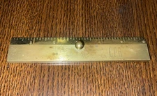 Vintage Brass 15 Centimeter / 6" Ruler Paperweight LEA Embossed Lea Leah