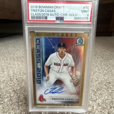 2018 Bowman Draft Triston Casas Gold Refractor Auto /50 PSA 9 Red Sox