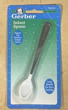 Vintage NEW SEALED 1999 Gerber Infant Baby Spoon 1 Pack Plastic Tip Metal Baby