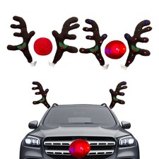 Christmas LED Reindeer Antlers  Red Nose Set For Car Truck SUV Holiday Ornament
