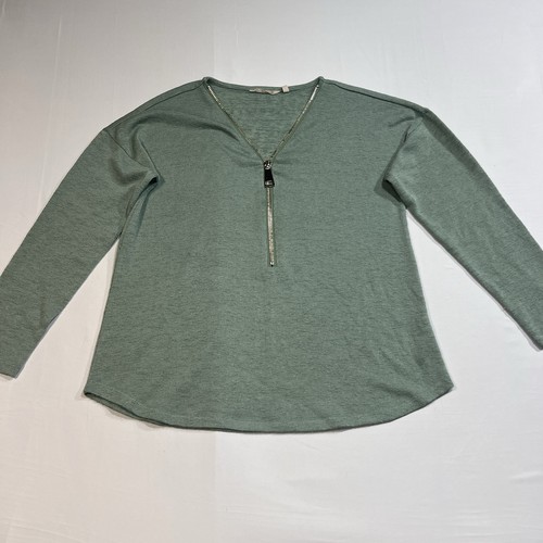 Soft Surroundings Sage Green Half-Zip Pullover Tunic Top Women's Size L Large - Picture 1 of 11
