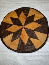 2 runde Leder Sofakissen bezüge mit Reißverschluss zum selbst Befüllen