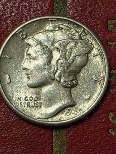 1940 P Silver Mercury Dime AU/UNCIRCULATED  Near Split Bands  NICE SOLID SILVER