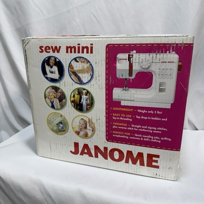 Janome Sew Mini Sewing Machine Compact Portable White & Red NIB New Sealed