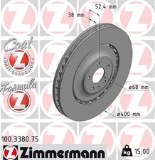 2x ZIMMERMANN Bremsscheibe FORMULA Z 100.3380.75 für AUDI C7 A6 A7 A8 4G5 4GC D4