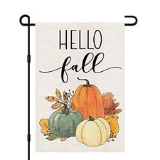 Hello Fall Pumpkin Garden Flag 12x18 Inch Double Sided, 12" X 18" Multicolor