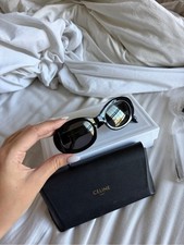 Celine Triomphe Sunglasses Glossy Black Oval Vintage Frame with Box