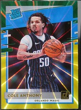 2020-21 Donruss - Holo Green and Yellow Laser Basketball Cole Anthony #208 NM