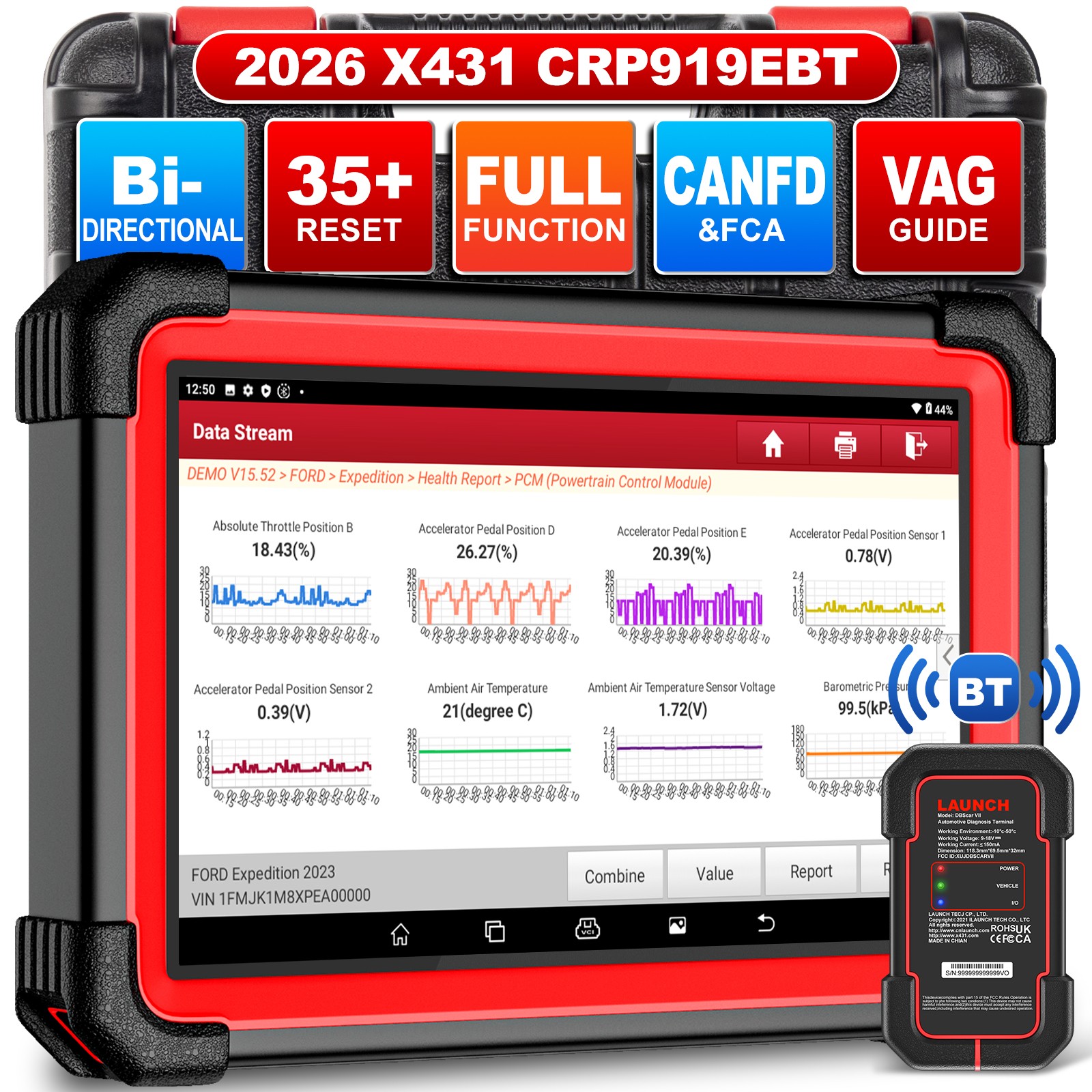 2026 LAUNCH CRP919E BT Car Diagnostic Tool OBD2 Scanner EPB SRS Full System