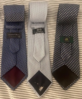 Lot 3 Silk Ties Battistoni Italy Tom James Brancati Club Room Blue Geometric