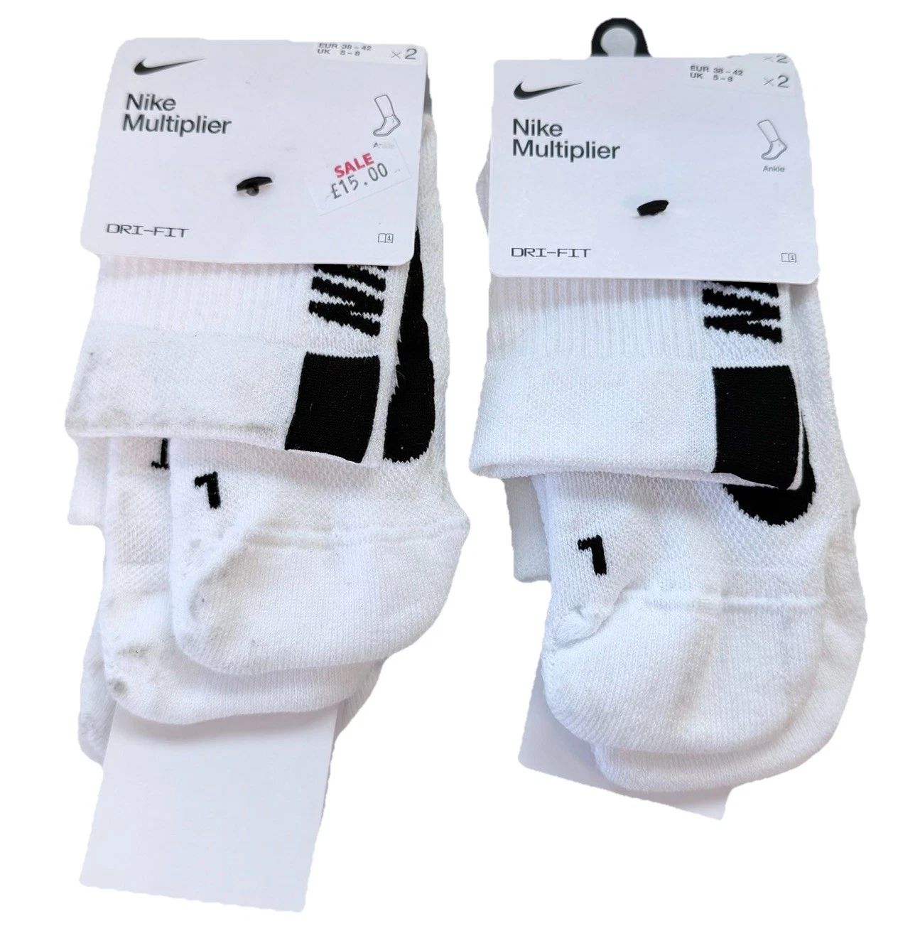 Nike Multiplier Ankle Socks White Mens Size UK 5-8 X4 Pairs New