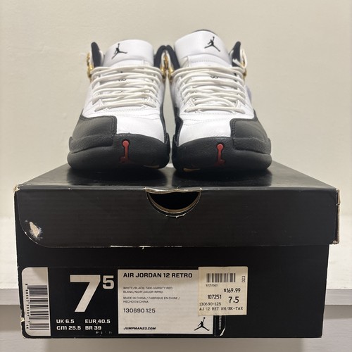 2013 Air Jordan 12 Taxi Men’s Size 7.5 White Black Gold Super Clean  - 第 8/9 張圖片