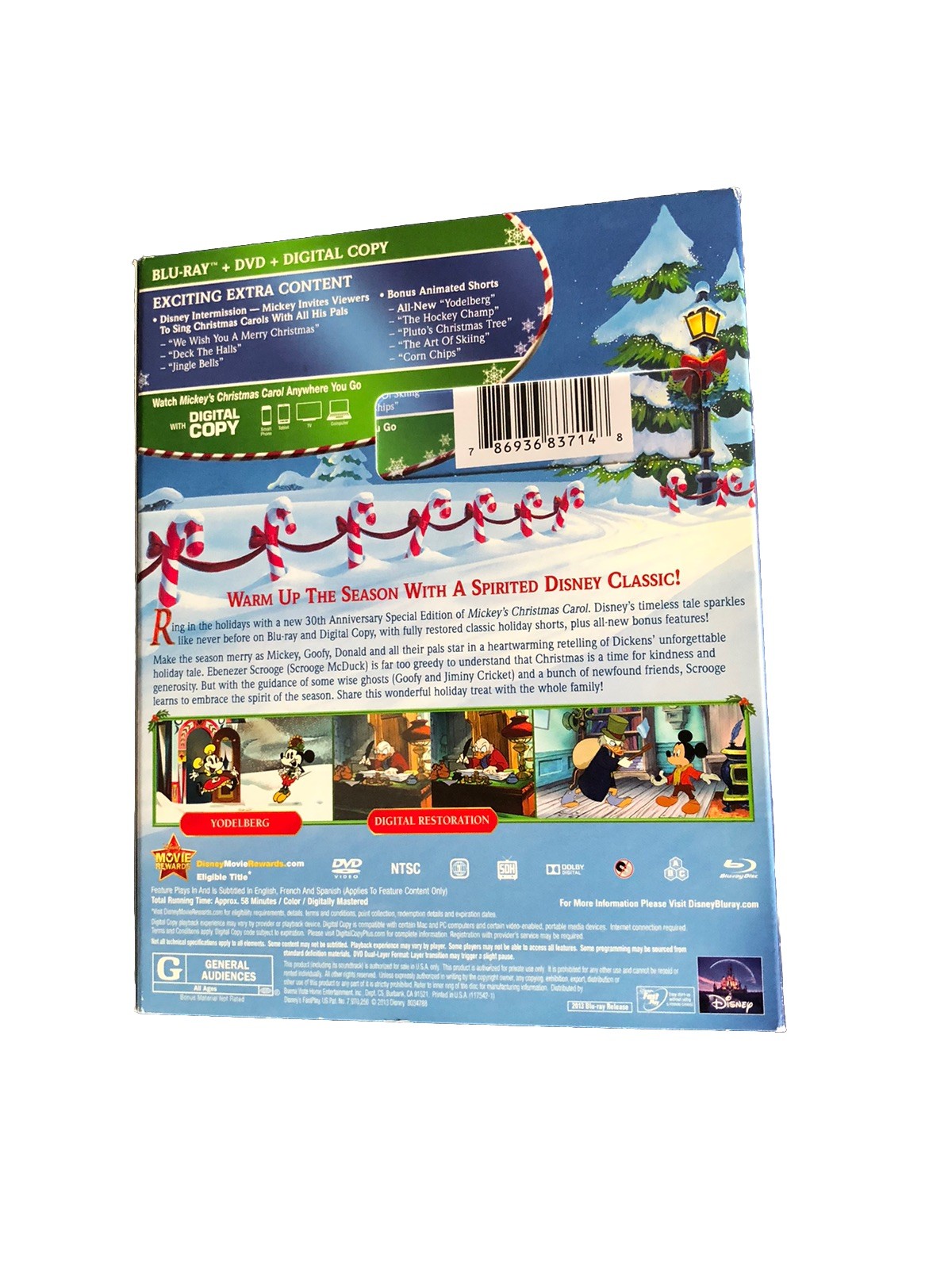 Mickeys Christmas Carol 30th Anniversary Edition Disney Blu Ray DVD w/Slip Cover