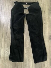 Whitman Schooling Chaps Buckle Back Show Suede Leather Black Medium Riding 