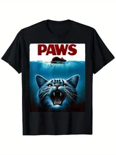 Paws Cat and Mouse Parody Funny Cat T-Shirt, Suitable for Mens & Womens Outdoor