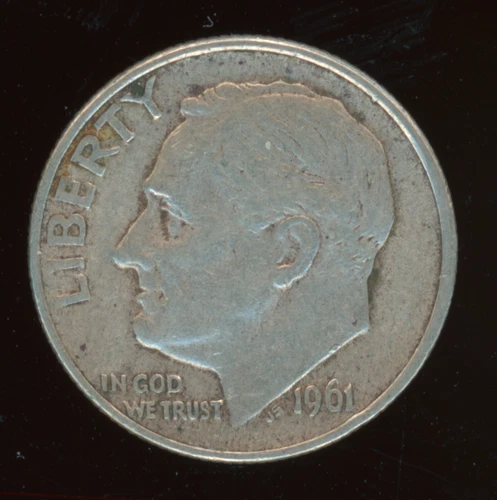 1961 P Roosevelt Silver Dime Circulated Dime KM #195 0.900 Silver 0.0723 oz. ASW