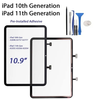 QUANTUM DIRECT iPad 10th (2022) 11th (2025) Gen Front Glass Digitiser w/Pre-Installed Adhesive