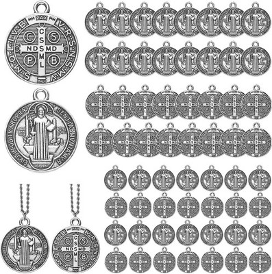 Tudomro 120 Pieces St Benedict Medals 0.94 x 0.79 Inch Christian Metal Saint Pen