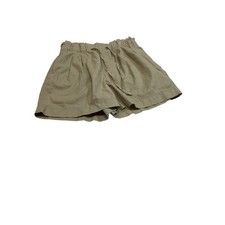 Uniqlo Tan Cotton/Linen Paperbag Waist Shorts with Belt Womens Size Medium